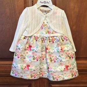 NWT infant dress size 12 months Colorful Floral Dress with White Cardigan